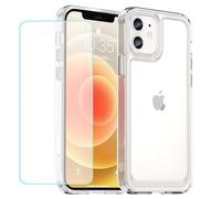 Wanyuexes Case for iPhone 12 Pro Case, iPhone 12 Case with Tempered Glass Screen Protector, Anti Yellowing Clear Hard PC Back & Soft TPU Bumper Protective Phone Cover for iPhone 12 Pro Crystal Clear