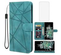 Wanyuexes Case for OnePlus 10T 5G/OnePlus Ace Pro Case, CPH2415 Wallet Case with Tempered Glass Screen Protector, Skin Feel Leather Flip Credit Card Holder Stand Phone Cover for OnePlus 10T 5G Green