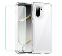 Wanyuexes Case for OnePlus 15R/OnePlus Ace 6 5G/Ace6T CPH2769 Cases with Tempered Glass Screen Protector, Clear Hard PC Back & TPU Bumper Protective Phone Cover for OnePlus 15R Crystal Clear