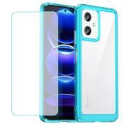 Wanyuexes Case for Redmi Note 12 5G Case, Poco X5 5G Case with Tempered Glass Screen Protector, Clear Hard PC Back & Soft TPU Bumper Protective Phone Cover for Xiaomi Redmi Note 12 5G Crystal Blue