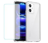 Wanyuexes Case for Redmi Note 12 5G/Poco X5 5G 22111317PG Case with Tempered Glass Screen Protector, Clear Hard PC Back & Soft Bumper Protective Phone Cover for Xiaomi Redmi Note 12 5G Crystal Clear