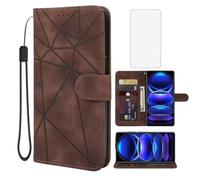 Wanyuexes Case for Redmi Note 12 Pro Plus 5G/Redmi Note 12 Explorer Wallet Case with Tempered Glass Screen Protector, Leather Flip Credit Card Holder Stand Cover for Xiaomi Redmi Note 12 Pro+ 5GBrown