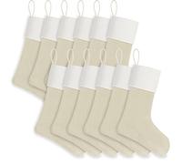 WANZELONYO Christmas Stocking 18 Inch Linen Decoration Hanging Stocking for Vinyl Sublimation HTV Ironing Craft Embroider 12 Pack Beige