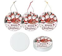 WANZELONYO Sublimation Glass Ornaments Blank 30 PCS 4 Inch Christmas Round Personalized Ornament Bulk