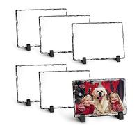WANZELONYO Sublimation Slate Blanks Rock Stone Plaque Custom Photo Picture Frame 6 Pack Bulk