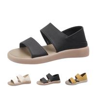 WANZHASHIWO Asaruley Sandals, Wearscomfy Thick Sole Women's Fashionable Leather Sandals, Women's Comfortable Orthopedic Arch Support Asaruley Sandals, Summer Comfort Sandals, Black, 12 US