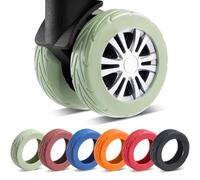 Wanzhuango 8 Pcs Upgrade Luggage Wheel Covers, Carry On Luggage Suitcases,Wear-Resistant, Anti-Noise, Silicone Wheel Protective Covers for 2-2.4" Spinner Wheel,Essential Travel Accessories (Green)