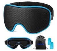 WAOAW Sleep Mask, Eye Mask for Sleep, Silk Eye Sleeping Masks for Both Women and Men, 3D Weighted Eye Cover Sleeping Mask, Blackout Blindfold of Eyemask (Blue)
