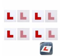 Waoferfio 8 Pcs L Plates & Magnetic L Plates for Car UK,L Plates Sticker and Electrostatic Learner Plates, 17.8x17.8cm Self-Adhesive & Static Window L Plate Set (8 Pack)