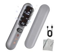 Waonsiem Cordless Hair Straightener, Portable Mini Straightening Brush for Travel, Negative Ion Hot Comb, 10000mAH USB Rechargeable, Anti-Scald, Grey