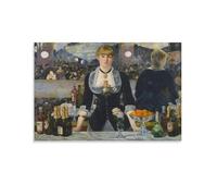 WAONZZAI Famous Painting Poster A Bar at The Folies-Bergere, C.1881-82 Edouard Manet Canvas Print Art Poster, Wall Art Home Decoration Painting; Unframe; 20x30inch(50x75cm)