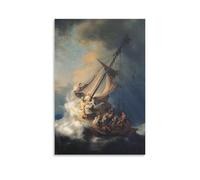 WAONZZAI Famous Painting Poster Storm on The Sea of Galilee, 1633 Van Rijn Rembrandt Canvas Print Art Poster, Wall Art Home Decoration Painting; Unframe; 12x18inch(30x45cm)