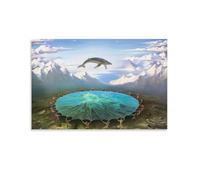 WAONZZAI Famous Painting Whale Toss by Vladimir Kush Poster Home Decor Canvas Prints Poster; Unframe; 16x24inch(40x60cm)