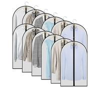 WAORZMK Garment Bags, 12 Pack 40 In Clear Plastic Suit Covers for Men Women