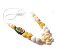 WAOUH Silicone Rosary Nursing Necklace - Baptism Party Breastfeeding Supplies,Catholic Newborn Sensory Pendant,New Mom Nursing Flower Necklace,Emotionally Calming Silicone Jewelry