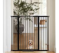 WAOWAO 40.55" Extra Tall 1.37" Ultra Narrow Spacing 30.12-45.87" Extra Wide Dogs Pets Baby Gate Safety Indoor Puppy Pressure Mounted Gate No Drill Black Metal for Stairs,Doorways,Kitchen,Hallway