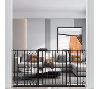 WAOWAO Baby Gate 57.48-62.20" inch Extra Wide Pressure Mounted Walk Through Swing Auto Close Safety Black Metal Toddler Kids Child Dog Pet Puppy for Indoor,Doorways,Kitchen