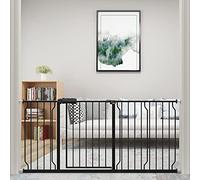 WAOWAO Baby Gate 71.65-76.38" Extra Wide Pressure Mounted Walk Through Swing Auto Close Safety Black Metal Toddler Kids Child Dog Pet Puppy for Stairs,Doorways,Kitchen