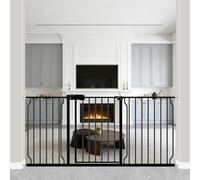 WAOWAO Baby Gate Extra Wide Pressure Mounted Walk Through Swing Auto Close Safety Black Metal Toddler Kids Child Dog Pet Puppy Cat for Stairs,Doorways,Kitchen 24.02-76.38 inch (62.20-66.93"/158-170cm)