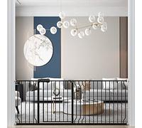 WAOWAO Baby Gate Extra Wide Pressure Mounted Walk Through Swing Auto Close Safety Black Metal Toddler Kids Child Dog Pet Puppy Cat for Stairs,Doorways,Kitchen 24.02-76.38 in (76.38"-81.10"/194-206cm)