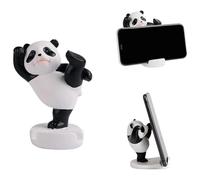 Waowumar Cute Panda Phone Stand for Desk Resin Bear Figurines Phone Holder White and Black Statue Kawaii Desk Accessories