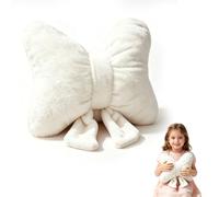 Wapasezyar 3D Cushion Decoration with Bow, Soft and Cuddly, Modern Plush Cushion, Creative Decorative Element for Living Room, Bedroom, Office (White)