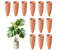 Wapasezyar Clay Cone Watering Automatic System, Thread Type Plants Watering Cone for Indoor Plants, Automatic Watering Clay Water Dispenser for Balcony Boxes, Small (12 × 100 ml)
