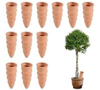 Wapasezyar Clay Cone Watering Automatic System, Thread Type Plants Watering Cone for Indoor Plants, Automatic Watering Clay Water Dispenser for Balcony Boxes, Small (12 × 100 ml)
