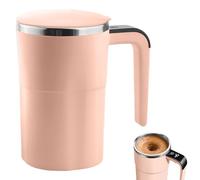 Wapasezyar Self Stirring Cup, 380 ml Self-Stirring Mug with Temperature Display, 304 Stainless Steel Magnetic Electric Shaker with Handle for Hot Chocolate, Coffee, Milk (Pink, 380 ml)
