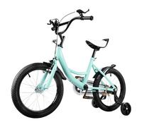 WAPHOERTE 16-Inch Children's Bicycle Beginner's Bike with Stabilizers and Mudguards, Indoor And Outdoor Bike Suitable for 5-8 Year Old Boys and Girls, Height-Adjustable, Green And Black
