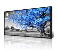 Wapluam Black and White Wall Art, Abstract Landscape Canvas Print, Blue Tree, Framed, 20x40 Inch, Living Room, Bedroom, Office Decor
