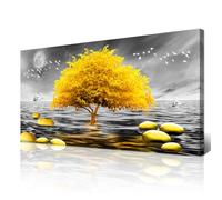 Wapluam Canvas Wall Art For Living Room Large Wall Decor For Bedroom Modern Office Wall Decoration Black And White View Wall Painting Yellow Tree Pictures Artwork For Walls Room Home Decor 40X20 in