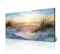 Wapluam Canvas Wall Art For Living Room Wall Decor For Bedroom Blue Sea Beach Scenery Wall Paintings Poster Prints Artwork Office Decorations Ocean Seascape Pictures Modern Room Home Decor 40X20 in