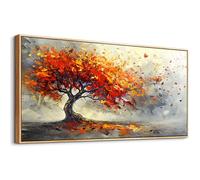 Wapluam Canvas Wall Art - Large Panoramic Wall Decor for Living Room and Bedroom - Abstract Tree Landscape Textured Wall Painting - Modern Office and Home Decoration - Wood Framed
