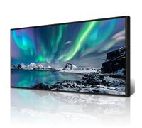 Wapluam Framed Canvas Wall Art For Living Room Large Wall Decor For Office Modern Bedroom Wall Painting Blue Aurora Scenery Canvas Pictures Artwork Ready To Hang Black Framed Home Decor 20x40 In