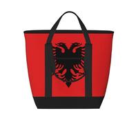 WapNo Albanian Flag Tote Bag Insulated Keeps Cold Ideal For Food Delivery Travel Insulation Or Keeping Cold At The Beach, Black, One Size