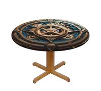 WapNo Cool Steampunk Gears Patterned Round Tablecloth, Waterproof and Wipeable with Elasticized Edges, Suitable for Decorating Round Tables., Small, Black