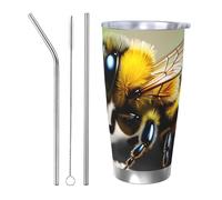 WapNo Cute Little Bee Pattern 20 Oz Car Mug Stainless Steel Insulated Mug Coffee Mug Travel Mug For Office Car Use