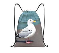WapNo Cute Seagull Drawstring Backpack Men Women Drawstring Bag Lightweight Beach Sports Drawstring Bag Shopping Sportss