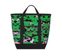 WapNo Four Leaf Clover Tote Bag Insulated Keeps Cold Ideal For Food Delivery Travel Insulation Or Keeping Cold At The Beach, Black, One Size