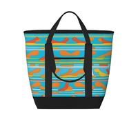 WapNo Striped Minimalist Color Tote Bag Insulated Keeps Cold Ideal For Food Delivery Travel Insulation Or Keeping Cold At The Beach, Black, One Size