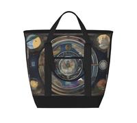 WapNo Tarot Compass Tote Bag Insulated Keeps Cold Ideal For Food Delivery Travel Insulation Or Keeping Cold At The Beach, Black, One Size