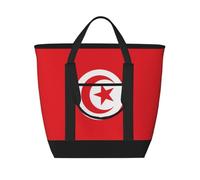 WapNo Tunisian Flag Tote Bag Insulated Keeps Cold Ideal For Food Delivery Travel Insulation Or Keeping Cold At The Beach, Black, One Size