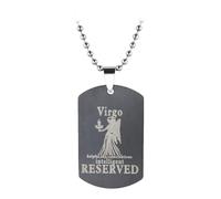 WAPOSV Dog Tag Pendant Necklaces Virgo Zodiac Necklace With Adjustable Ball Chain Silver Punk Constellation Necklace Lucky Charming Jewelry Gift For Women Men