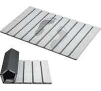 WAPPONI Foldable Stone Bath & Kitchen Quick Drying Mat, Natural Diatomaceous Earth Super Absorbent Mat for Bathroom & Sink, Luxury Bath Mat Non-Slip, Easy to Clean, 60 x 39cm (Light Grey)