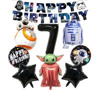 War Balloons Decoration Set for Children, Balloons Birthday Decoration 7 Years Boy, Includes Banner, Pentagram Balloons, Robot Balloon, Spaceship Balloon, Character Balloon, Number Balloons, Round