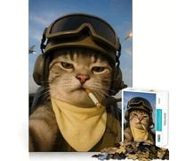 War Cat 1000-piece Jigsaw Puzzles Brain Training Fun Tight Interlock No Gaps Bonding Activity for Loved Ones (38x26cm)