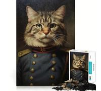 War Cat Adults 1000 Pieces Puzzle Mental Fun Game Advanced Laser Cutting Tech Amusing Challenge for Waiting Time (38x26cm)