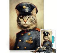 War Cat Jigsaw Puzzle 1000 Pieces Cognitive Fun Play High Precision Die Cut Unique Gift for Stress Relief (50x75cm)