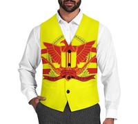 War Flag of South Vietnam Men's Suit Vest Formal Dress Waistcoat Vest Casual Business Vests for Suit Or Tuxedo S